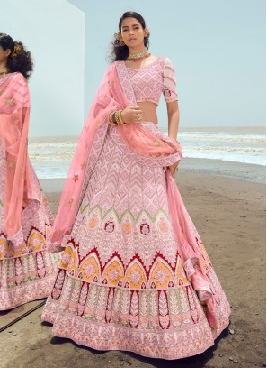 A Line Lehenga Choli Thread Georgette in Pink