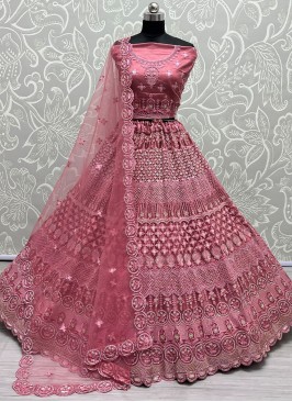 A Line Lehenga Choli Thread Net in Pink