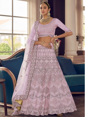 A Line Lehenga Choli Zircon Pure Crepe in Pink