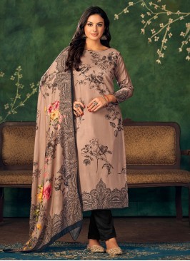 Absorbing Beige Viscose Salwar Suit