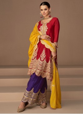 Absorbing Multi Colour Zari Readymade Salwar Suit