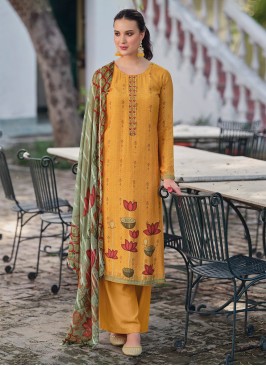 Absorbing Mustard Straight Salwar Kameez