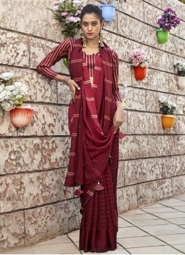 Absorbing Printed Georgette Trendy Saree