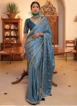 Absorbing Satin Embroidered Classic Saree