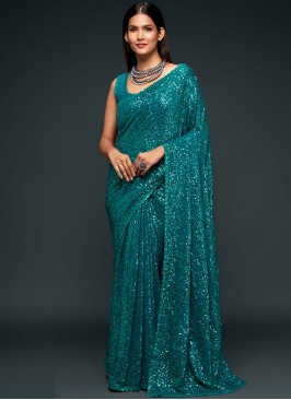 Absorbing Sequins Trendy Saree