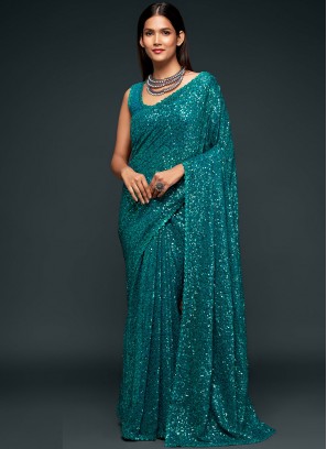 Absorbing Sequins Trendy Saree