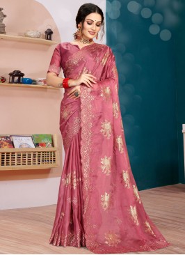 Absorbing Silk Pink Contemporary Saree