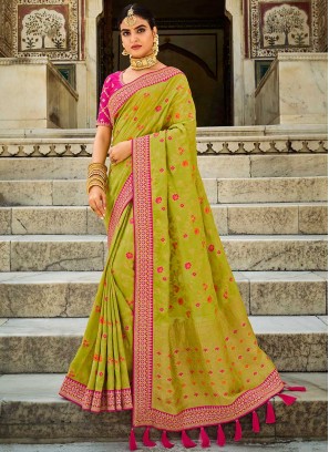 Adorable Green Color Silk Saree