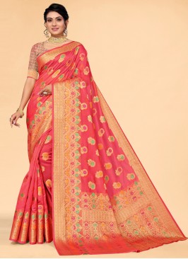 Adorable Organza Pink Trendy Saree