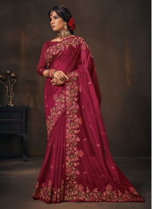 Adorable Red Party Classic Saree