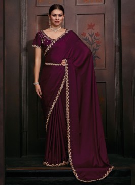 Adorable Wine Ceremonial Contemporary Saree