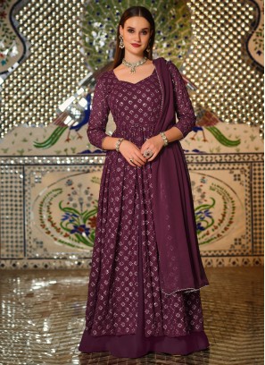 Adorable Wine Embroidered Readymade Lehenga Choli