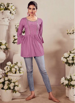 Adorning Embroidered Rayon Party Wear Kurti
