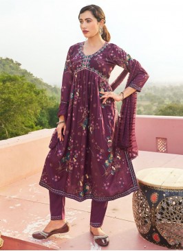 Adorning Foil Print Ceremonial Readymade Salwar Suit