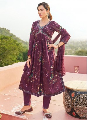 Adorning Foil Print Ceremonial Readymade Salwar Suit