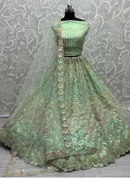Adorning Sequins Organza A Line Lehenga Choli
