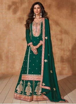 Adorning Silk Green Designer Salwar Kameez
