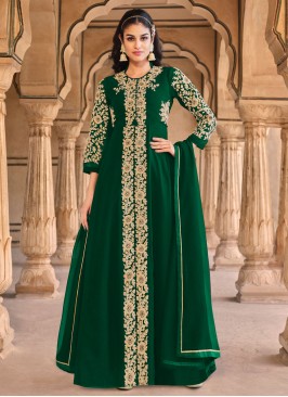 Adorning Stone Work Georgette Trendy Salwar Kameez