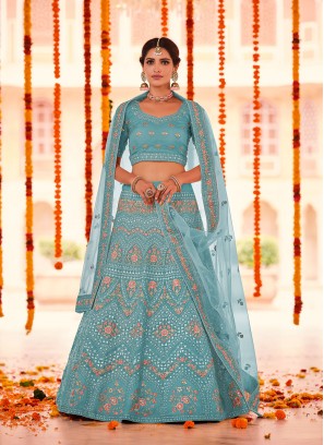 Adorning Turquoise Lehenga Choli