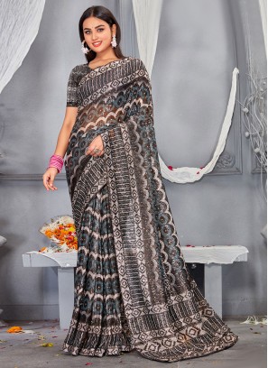Aesthetic Net Multi Colour Sequins Saree