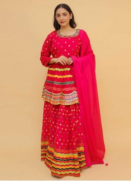 Aesthetic Pink Sequins Art Silk Readymade Lehenga Choli