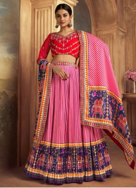 Aesthetic Printed Silk Lehenga Choli