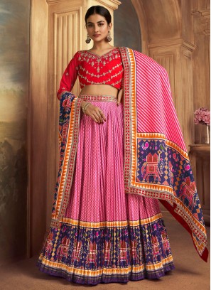 Aesthetic Printed Silk Lehenga Choli