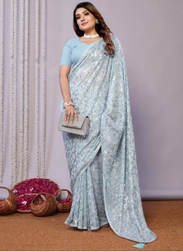Aesthetic Thread Pure Georgette Designer Saree