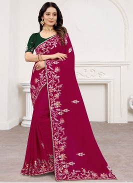 Aesthetic Zircon Rani Net Classic Designer Saree