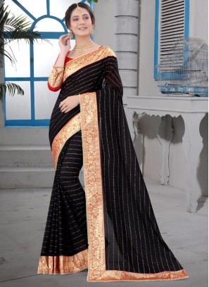 Affectionate Border Black Trendy Saree
