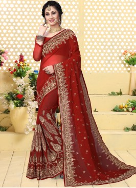 Affectionate Embroidered Georgette Designer Saree