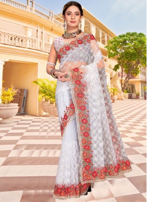 Affectionate Net White Saree