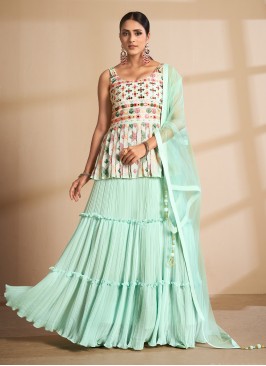 Affectionate Sea Green Trendy Lehenga Choli