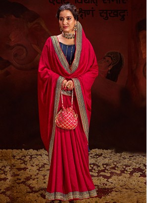 Affectionate Swarovski Vichitra Silk Rani Classic Saree