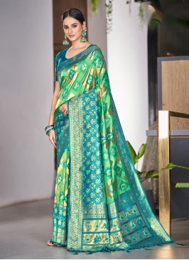 Affectionate Woven Sea Green Classic Saree