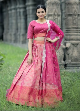 Affectionate Zari Pink A Line Lehenga Choli