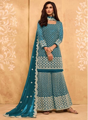 Alluring Faux Georgette Embroidered Designer Pakistani Salwar Suit