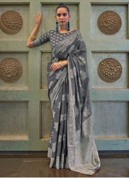 Alluring Grey Chikankari Work Contemporary Style S