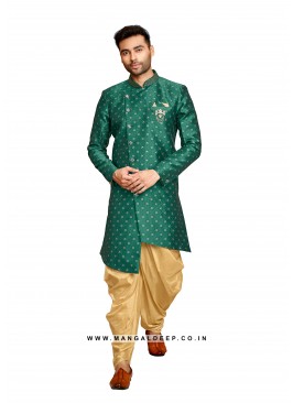 Alluring Jacquard Silk Men's Kurta Pyjama With Long Jacket