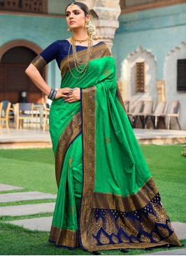 Alluring Sea Green Trendy Saree