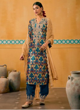 Alluring Velvet Multi Colour Digital Print Trendy Salwar Suit