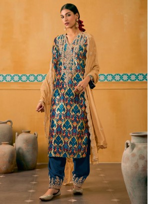 Alluring Velvet Multi Colour Digital Print Trendy Salwar Suit
