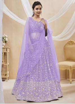 Alluring Zari Georgette Lavender A Line Lehenga Ch