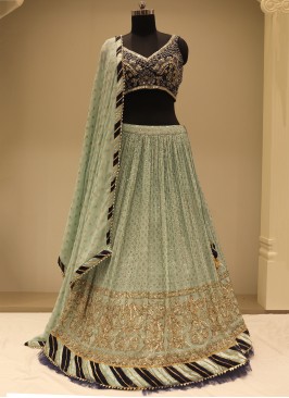 Amazing Blue & Sky Sequins Georgette Festive Wear Lehenga Choli