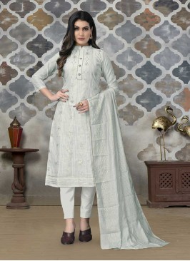 Amazing Grey Color Chanderi Dress Material