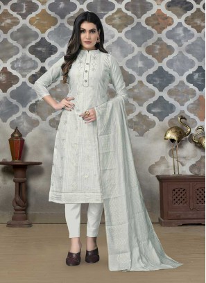 Amazing Grey Color Chanderi Dress Material