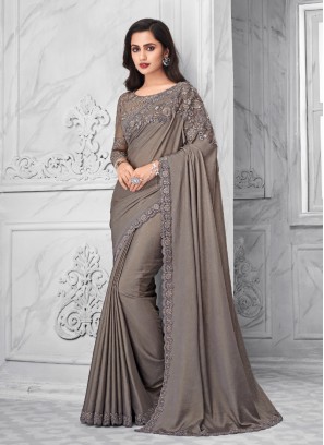 Amazing Grey Color Chiffon Saree