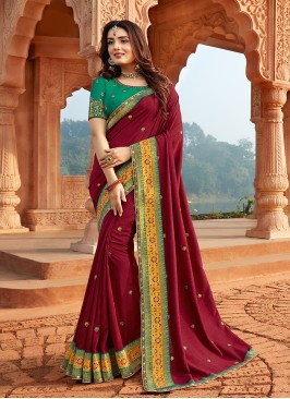 Amazing Maroon Color Silk Saree