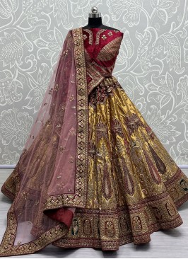 Amazing Mustard A Line Lehenga Choli
