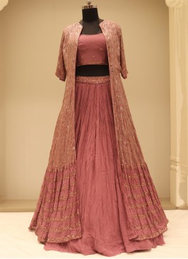 Amazing Onion Pink Sequins Georgette Festive Wear 